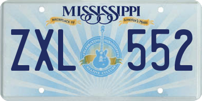 MS license plate ZXL552