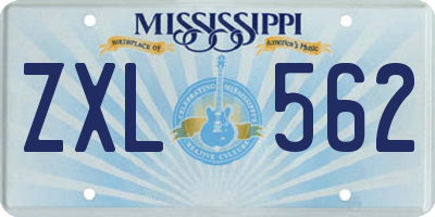 MS license plate ZXL562