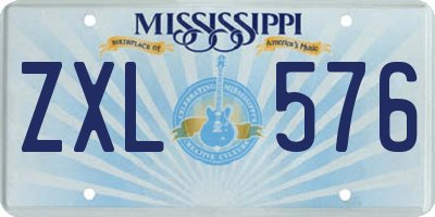MS license plate ZXL576