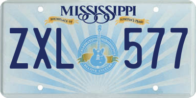 MS license plate ZXL577