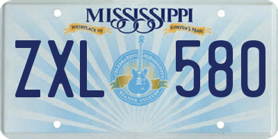 MS license plate ZXL580