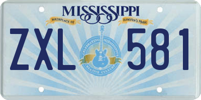 MS license plate ZXL581