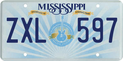 MS license plate ZXL597