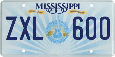 MS license plate ZXL600