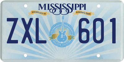 MS license plate ZXL601
