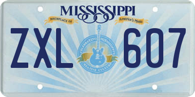 MS license plate ZXL607