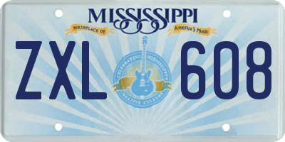 MS license plate ZXL608