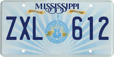 MS license plate ZXL612