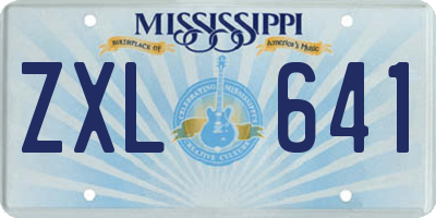 MS license plate ZXL641