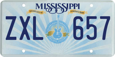 MS license plate ZXL657