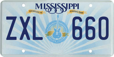 MS license plate ZXL660
