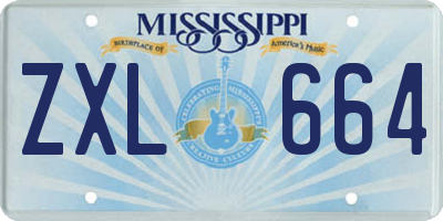 MS license plate ZXL664