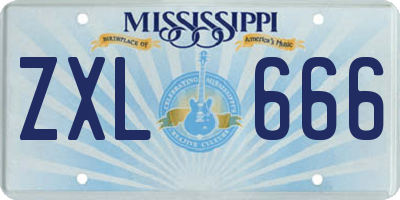 MS license plate ZXL666