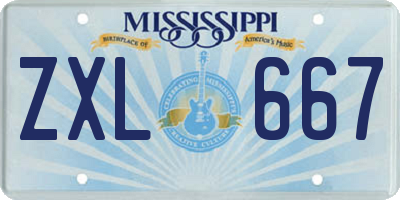 MS license plate ZXL667