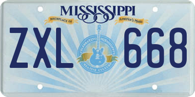 MS license plate ZXL668