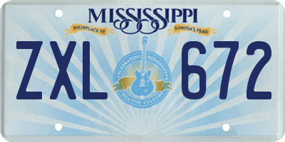 MS license plate ZXL672