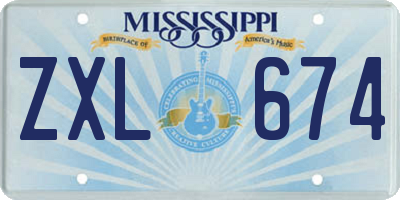 MS license plate ZXL674