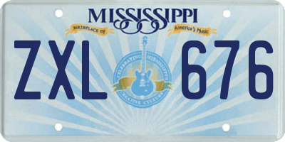 MS license plate ZXL676