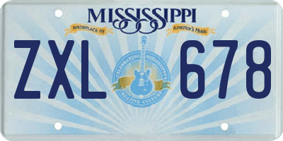 MS license plate ZXL678