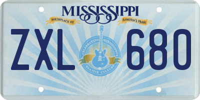 MS license plate ZXL680
