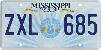 MS license plate ZXL685