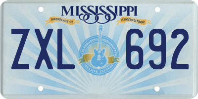 MS license plate ZXL692