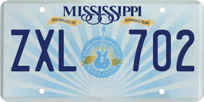 MS license plate ZXL702