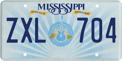 MS license plate ZXL704