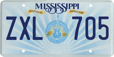 MS license plate ZXL705