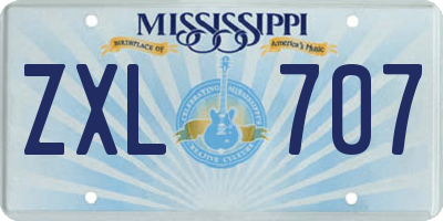 MS license plate ZXL707
