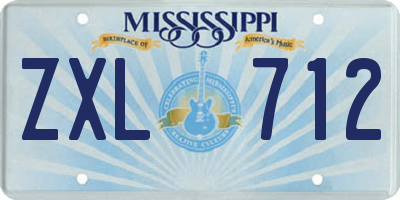 MS license plate ZXL712