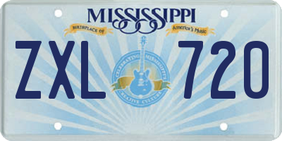 MS license plate ZXL720