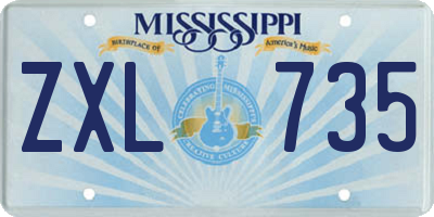MS license plate ZXL735