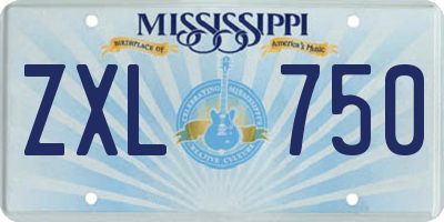 MS license plate ZXL750