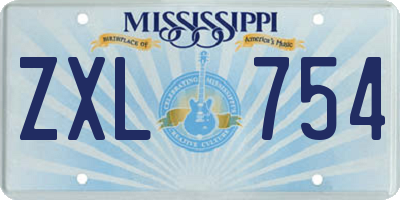 MS license plate ZXL754
