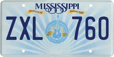 MS license plate ZXL760