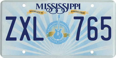 MS license plate ZXL765