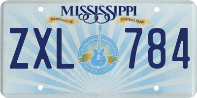 MS license plate ZXL784