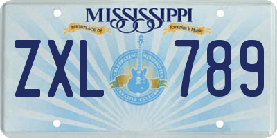 MS license plate ZXL789