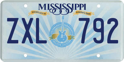 MS license plate ZXL792