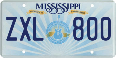 MS license plate ZXL800