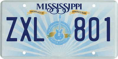 MS license plate ZXL801