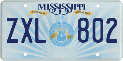 MS license plate ZXL802