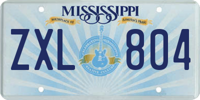 MS license plate ZXL804