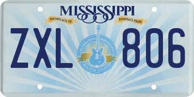 MS license plate ZXL806