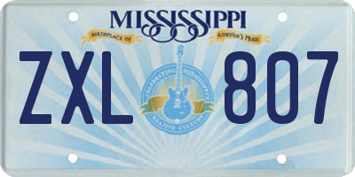 MS license plate ZXL807