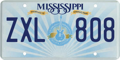 MS license plate ZXL808