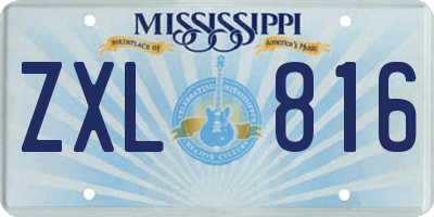 MS license plate ZXL816