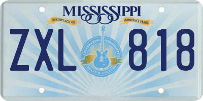 MS license plate ZXL818