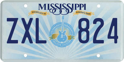MS license plate ZXL824